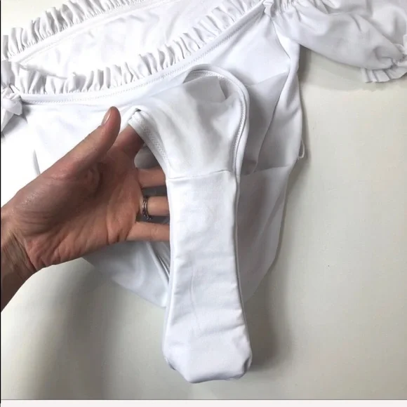 Something Navy one piece off shoulder swimsuit - Picture 7 of 7